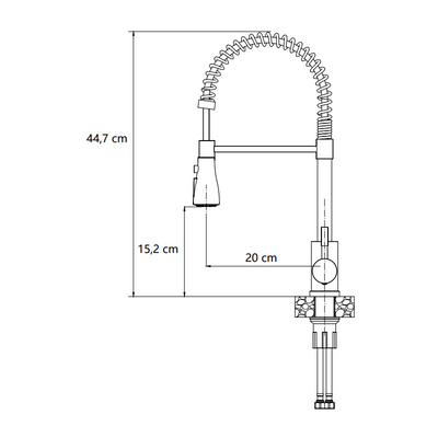 Bateria kuchenna SALMA – stalowa, pure carbon, obrotowa, ruchoma wylewka, z prysznicem, Quadron