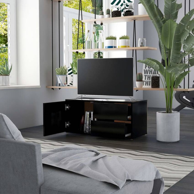 vidaXL Szafka pod TV, czarna, 80x34x36 cm materiał drewnopochodny