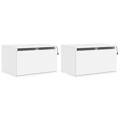 Wiszące szafki nocne z LED, 2 szt., białe vidaXL