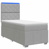 Łóżko z box spring LED z materacem jasnoszary 90 x 200 cm