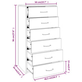 Komoda z 6 szufladami, szary dąb sonoma, 50x34x96 cm