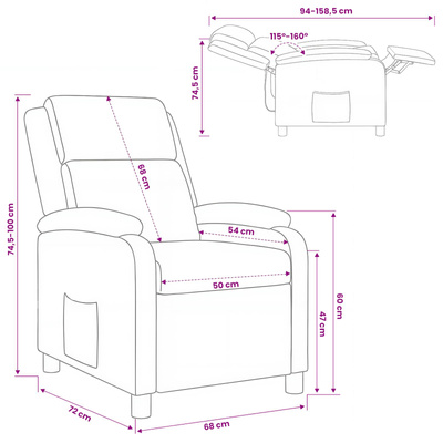 Fotel recliner Ciemnoszary tkanina