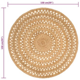 Ręcznie pleciony dywan z juty, 150 cm, okrągły vidaXL