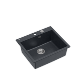 MORGAN 110 GraniteQ zlewozmywak black diamond z syfonem Push To Open stal szlachetna 1-komorowy b/o + zaczepy 4 szt