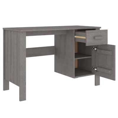 vidaXL Biurko HAMAR, jasnoszare, 113x50x75 cm, lite drewno sosnowe