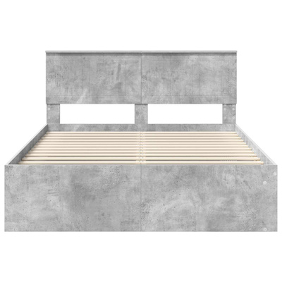 Ramka łóżka Betonowy 140 x 190 cm Lite drewno sosnowe