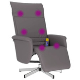 vidaXL Rozkładany fotel masujący z podnóżkiem, szary, sztuczna skóra