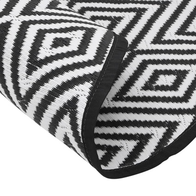 Dywan na zewnątrz, biało-czarny, ?120 cm, PP vidaXL