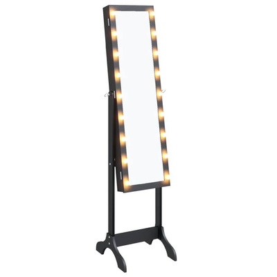 vidaXL Lustro stojące z LED, czarne, 34x37x146 cm