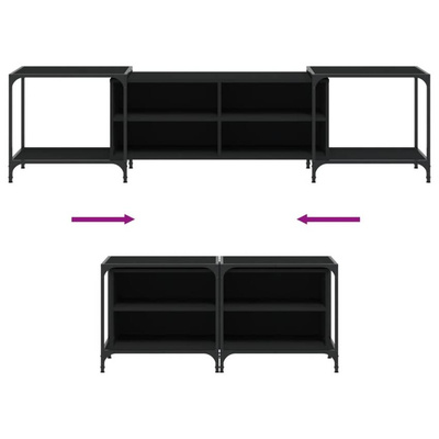 vidaXL Szafka pod TV, czarna, 203x37x50 cm, materiał drewnopochodny