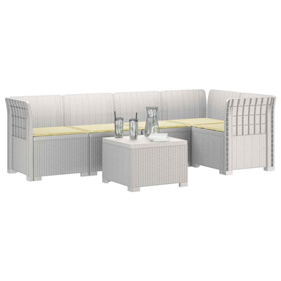 5-osobowa sofa ogrodowa z poduszkami w stylu rattanowym PP