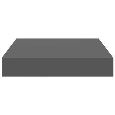 vidaXL Półki ścienne, 2 szt., szare, wysoki połysk, 23x23,5x3,8cm, MDF