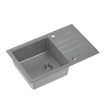 PETER 111 GraniteQ zlewozmywak granitowy silver stone 1-komorowy z/o (78x50x20) z syfonem i zaślepką