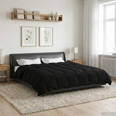 Kołdra na cały rok Kwiłtowany Czarny 200 x 200 cm Mikrofibra