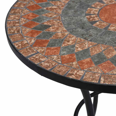 Mozaikowy stolik bistro, pomarańczowo-szary, 60 cm, ceramiczny