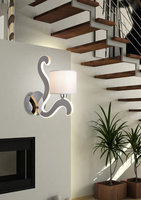 Kinkiet chromowy tkany abażur świecące ramię LED Ambrosia Candellux 21-33864
