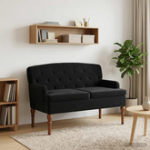 Sofa dwuosobowa z guzikowym pikowaniem Czarny 111 x 65 x 79 cm