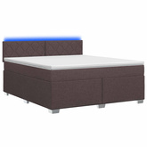Łóżko Box Spring z materacem i LED Ciemny brąz 140 x 190 cm