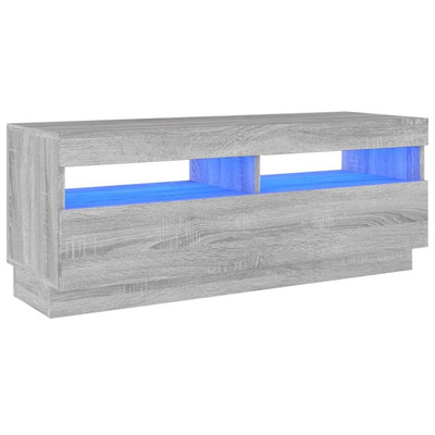 vidaXL Szafka pod TV z oświetleniem LED szary dąb sonoma, 100x35x40 cm