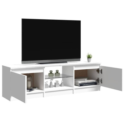 vidaXL Szafka pod TV z oświetleniem LED, biała, połysk, 120x30x35,5 cm