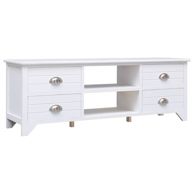 vidaXL Szafka pod TV, biała,108x30x40 cm, drewno paulownia