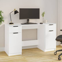 vidaXL Biurko z szafką boczną, białe, materiał drewnopochodny
