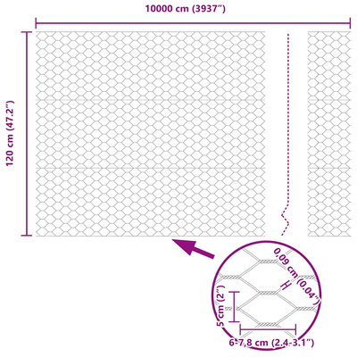 Ogrodzenie heksagonalne 1,2 x 100 m PVC Szary