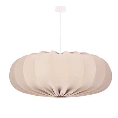 Lampa wisząca CAFEE' skandynawska z abażurem beżowym frappe 66 cm - nowoczesne oświetlenie sufitowe do salonu i jadalni E27