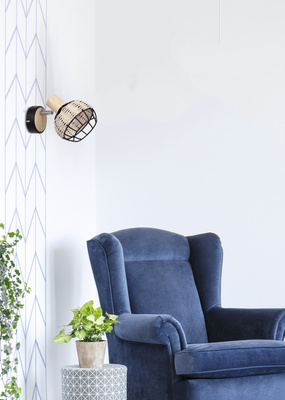 Tajga lampa kinkiet czarny+drewniany 1x40w e14 klosz czarny+drewniany