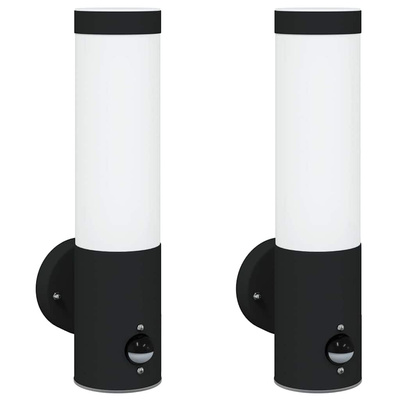 Zewnętrzna lampa ścienna 2 pcs Czarny 12 x 8,5 x 29 cm