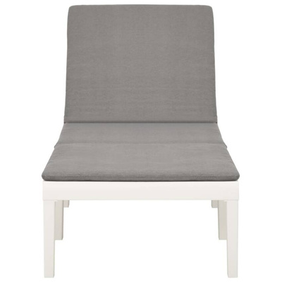 vidaXL Leżak z poduszką, plastikowy, biały