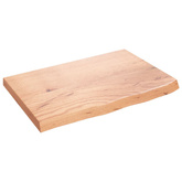 Półka, brązowa, 60x40x(2-4) cm, lakierowane lite drewno dębowe