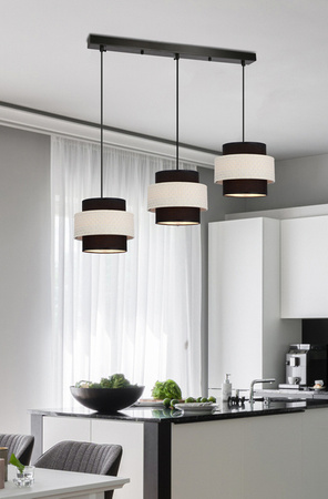 Lampa wisząca z abażurami Benta czarna potrójna do salonu nad stół