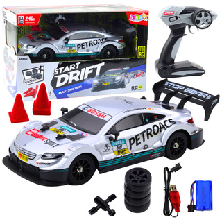 Samochód Wyścigowy Auto Do Driftu RC Srebrne 30km/h 1:16