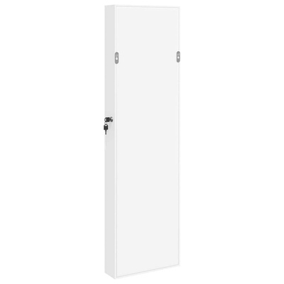 Wisząca szafka na biżuterię, z lustrem, biała, 30x8,5x106 cm
