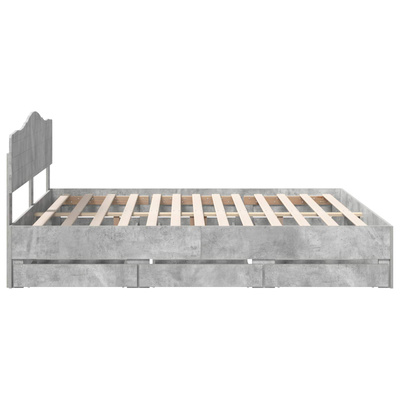 Ramka łóżka Betonowy szary 200 x 200 cm Drewno inżynieryjne