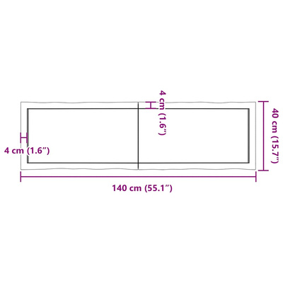 Blat ciemnobrązowy 140x40x(2-6) cm drewno z naturalną krawędzią