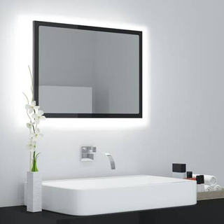 vidaXL Lustro łazienkowe LED, wysoki połysk, czarne, 60x8,5x37, akryl