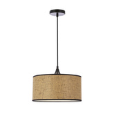 Anaka Lampa Wisząca Czarny 1X40W E27 Abażur Plecionka Beżowo-Brązowa
