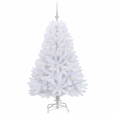 Sztuczna choinka z zawiasami z podstawą Biały 150 cm PVC i Stal