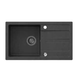 TOM 111 zlewozmywak granitowy czarny (77x44x17,6) + syfon + zaślepka