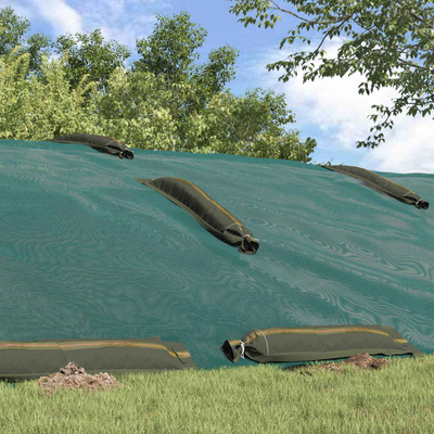 Worki z piaskiem 10 szt. Ciemna zieleń 120 x 27 cm HDPE