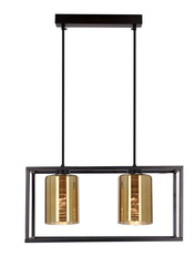 Lampa wisząca LURI 2x40W E27 czarna ze złotymi kloszami, nowoczesna oprawa sufitowa do salonu i kuchni, loftowy styl, elegancki minimalizm