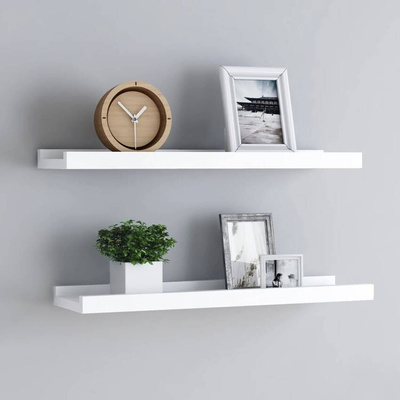 vidaXL Półki ścienne na zdjęcia, 2 szt., białe, 60x9x3 cm, MDF