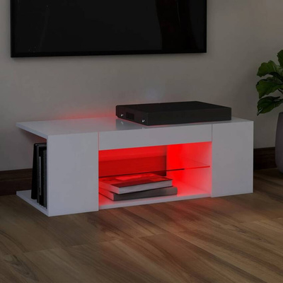 vidaXL Szafka pod TV z oświetleniem LED, biała, 90x39x30 cm