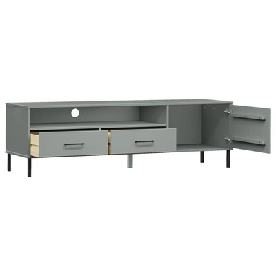 Szafka pod TV OSLO, metalowe nóżki, szara, sosnowa vidaXL