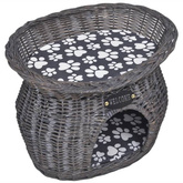 vidaXL Legowisko i drapak dla kota, z poduszką, wiklinowe