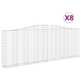 Kosze gabionowe, 8 szt, 400x30x140/160 cm, galwanizowane żelazo