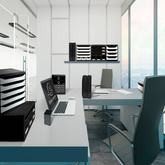 Exacompta Organizer biurkowy Small-Box Black z 3 szufladkami, połysk