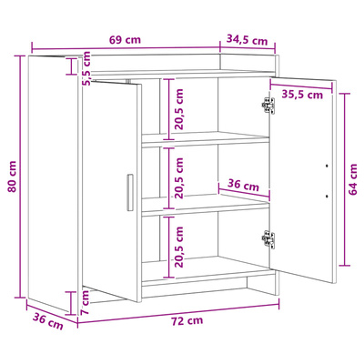 Bufet Betonowy szary 72 x 36 x 80 cm Drewno inżynieryjne